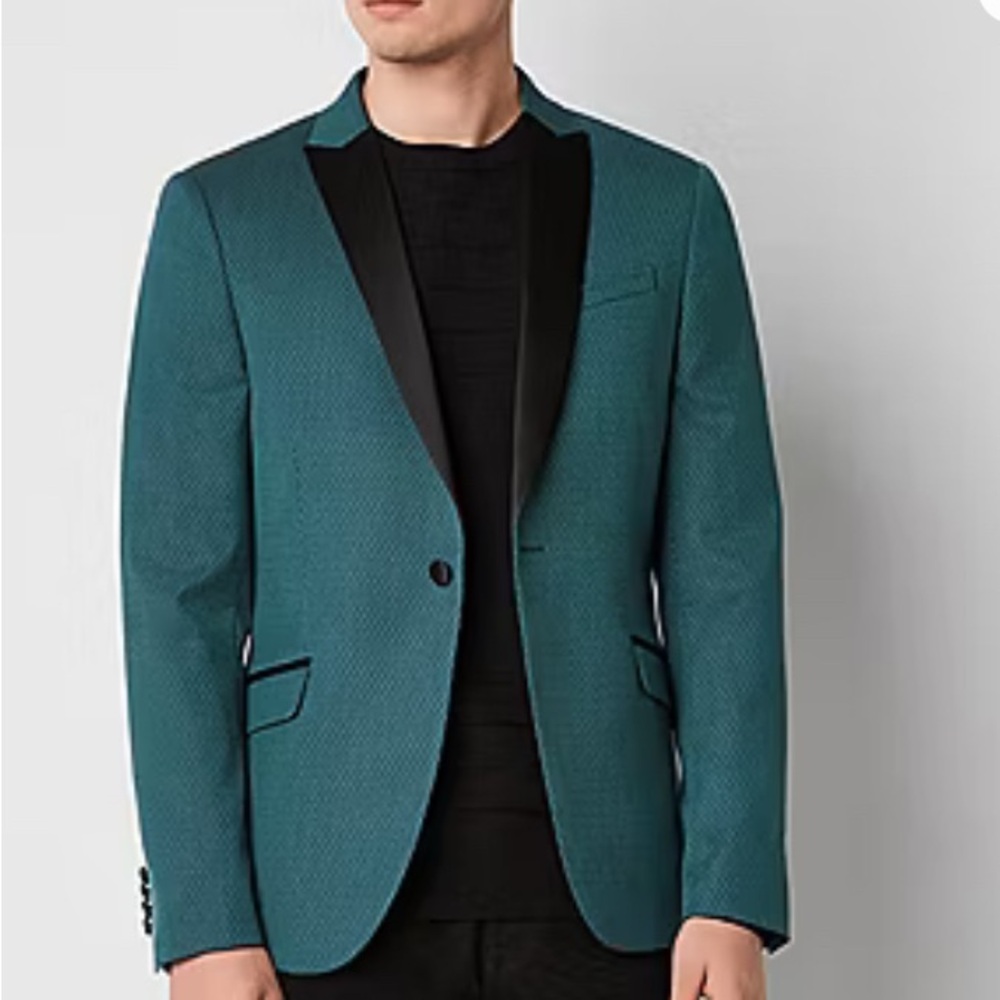 JF J. Ferrar Men's Evening Edition Slim Sport Coat, Teal, Size 40 SH NEW